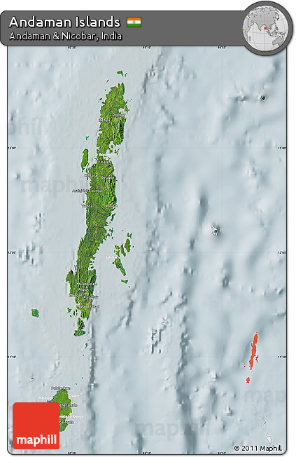 Satellite Map of Andaman Islands, lighten