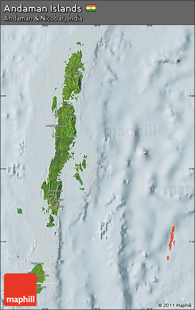 Satellite Map of Andaman Islands, lighten