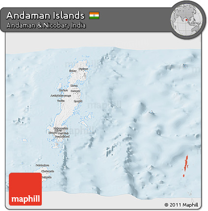Gray Panoramic Map of Andaman Islands, single color outside
