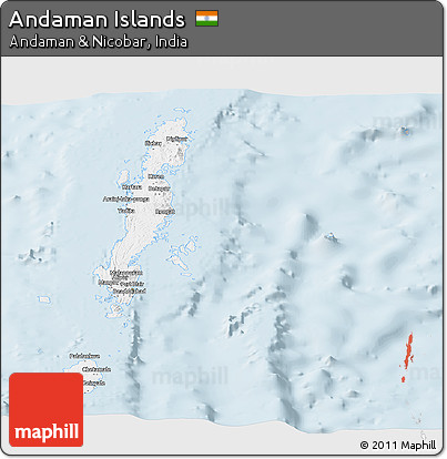 Gray Panoramic Map of Andaman Islands, single color outside