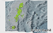 Physical Panoramic Map of Andaman Islands, darken, semi-desaturated