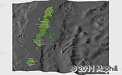 Satellite Panoramic Map of Andaman Islands, darken, desaturated
