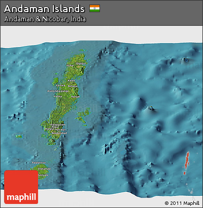 Satellite Panoramic Map of Andaman Islands, single color outside