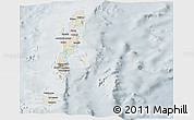 Shaded Relief Panoramic Map of Andaman Islands, lighten, semi-desaturated