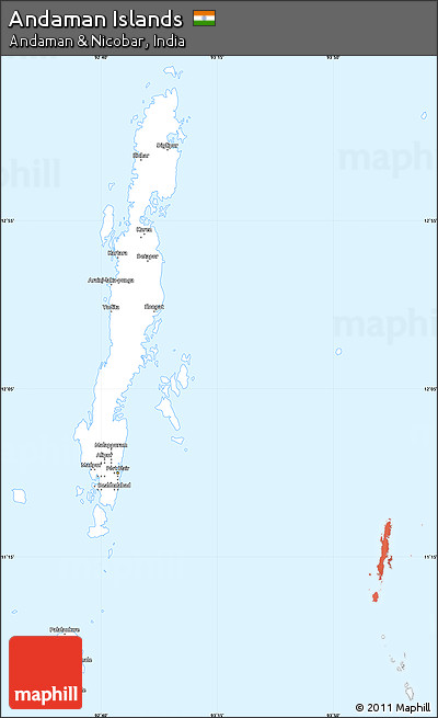 Classic Style Simple Map of Andaman Islands, single color outside