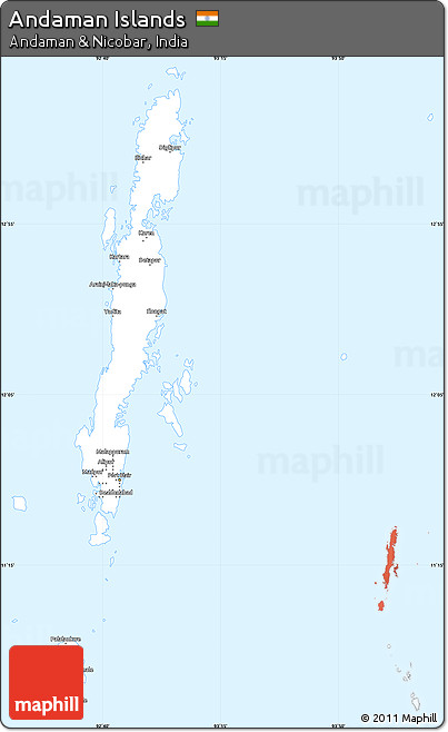 Classic Style Simple Map of Andaman Islands, single color outside