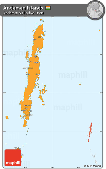 Political Simple Map of Andaman Islands, single color outside