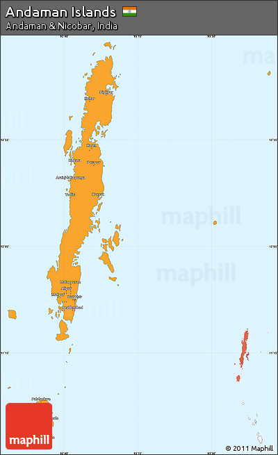 Political Simple Map of Andaman Islands, single color outside