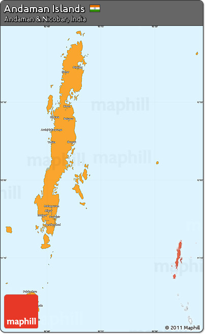 Political Simple Map of Andaman Islands, single color outside