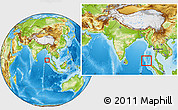 Physical Location Map of Nicobar Islands, highlighted parent region, within the entire country