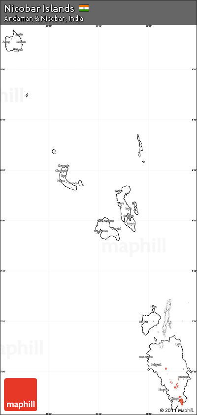 Blank Simple Map of Nicobar Islands