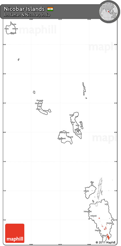 Blank Simple Map of Nicobar Islands