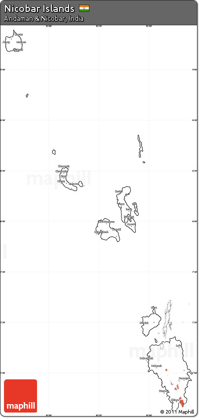 Blank Simple Map of Nicobar Islands