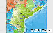 Physical 3D Map of Andhra Pradesh, political shades outside