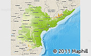 Physical 3D Map of Andhra Pradesh, shaded relief outside