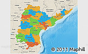Political 3D Map of Andhra Pradesh, shaded relief outside