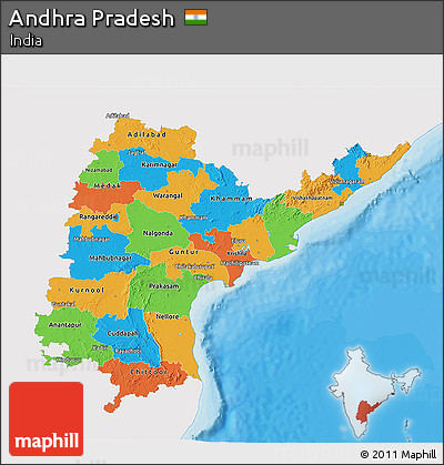 Political 3D Map of Andhra Pradesh, single color outside