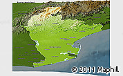 Physical Panoramic Map of East Godavari, darken