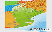 Physical Panoramic Map of East Godavari, political outside