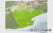 Physical Panoramic Map of East Godavari, semi-desaturated