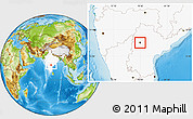 Physical Location Map of Hyderabad, highlighted country