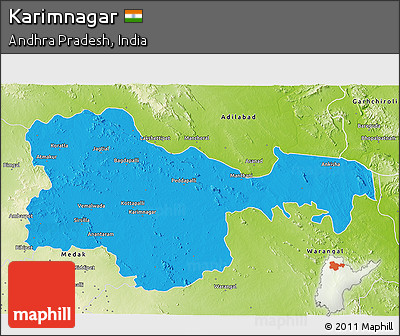 Political 3D Map of Karimnagar, physical outside