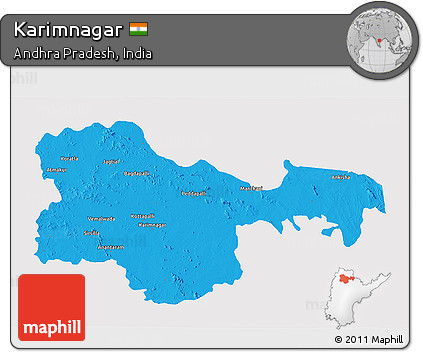 Political 3D Map of Karimnagar, single color outside