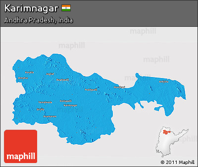 Political 3D Map of Karimnagar, single color outside