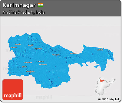 Political 3D Map of Karimnagar, single color outside