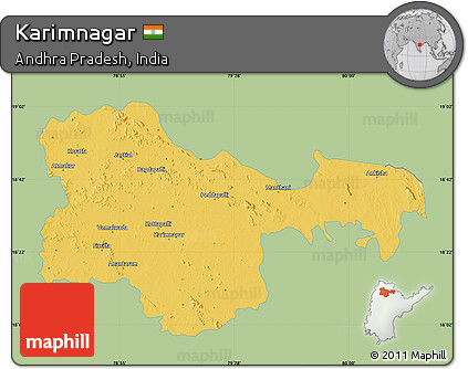 Savanna Style Map of Karimnagar, single color outside