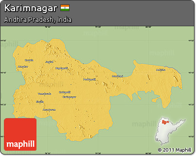 Savanna Style Map of Karimnagar, single color outside