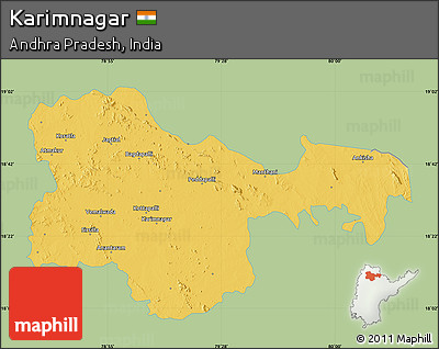 Savanna Style Map of Karimnagar, single color outside