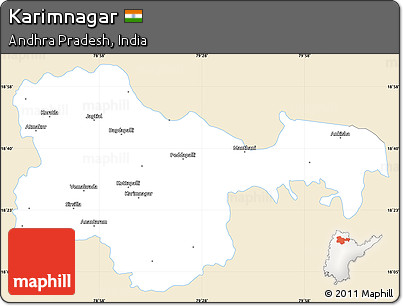 Classic Style Simple Map of Karimnagar, single color outside