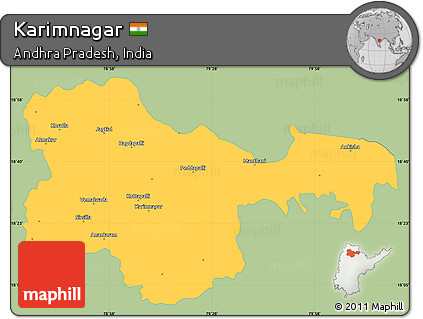 Savanna Style Simple Map of Karimnagar, single color outside