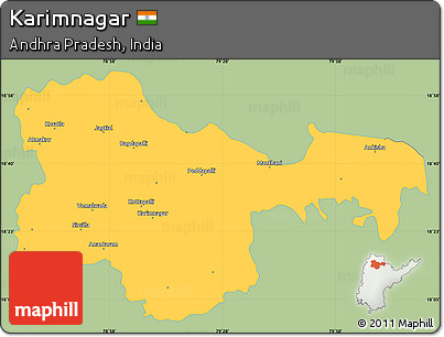 Savanna Style Simple Map of Karimnagar, single color outside