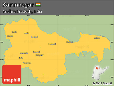 Savanna Style Simple Map of Karimnagar, single color outside