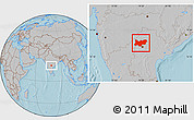 Gray Location Map of Medak, hill shading
