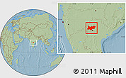 Savanna Style Location Map of Medak, hill shading