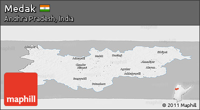 Gray Panoramic Map of Medak, single color outside