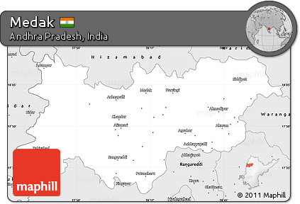 Silver Style Simple Map of Medak