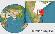 Satellite Location Map of Nellore, highlighted parent region