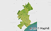 Satellite Map of Vizianagaram, single color outside