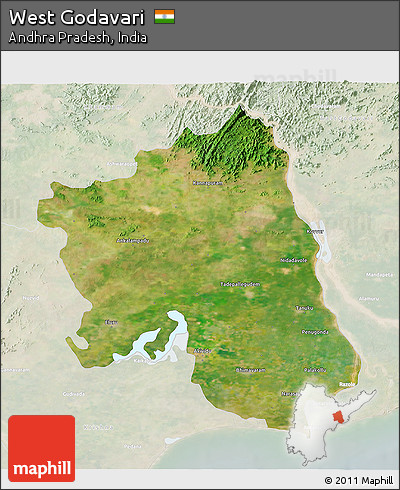 Satellite 3D Map of West Godavari, lighten