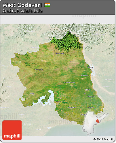 Satellite 3D Map of West Godavari, lighten