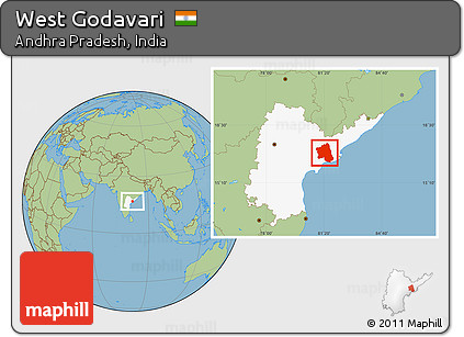 Savanna Style Location Map of West Godavari, highlighted parent region