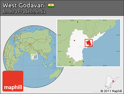 Savanna Style Location Map of West Godavari, highlighted parent region