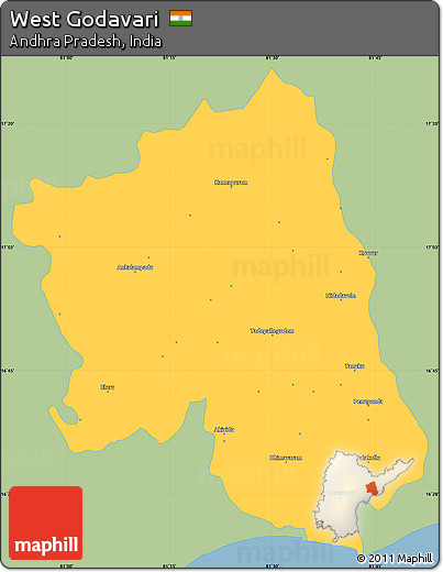 Savanna Style Simple Map of West Godavari, single color outside