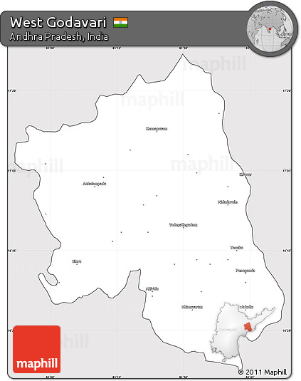 Silver Style Simple Map of West Godavari, cropped outside