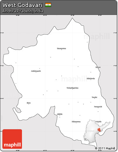 Silver Style Simple Map of West Godavari, cropped outside