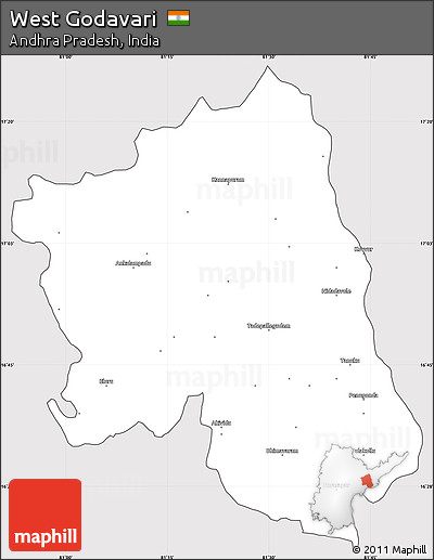 Silver Style Simple Map of West Godavari, cropped outside